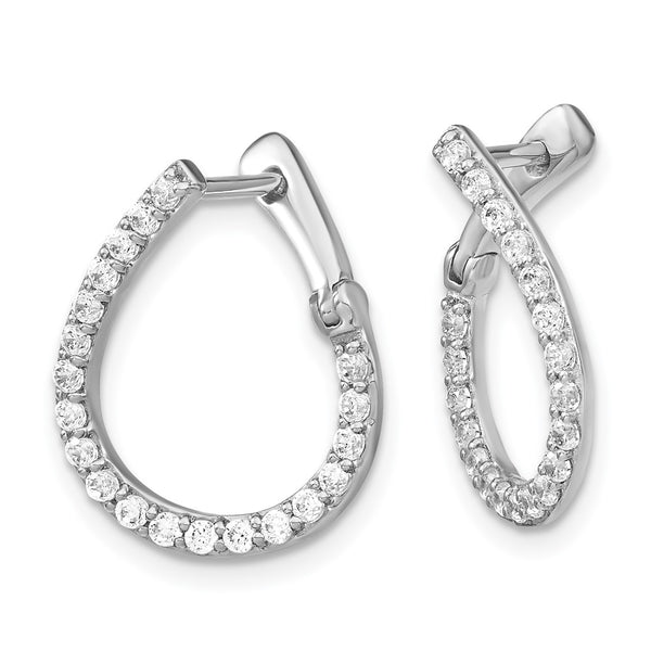 14K White Gold Hinged Hoop Earrings with 5/8 Carat Lab Diamonds