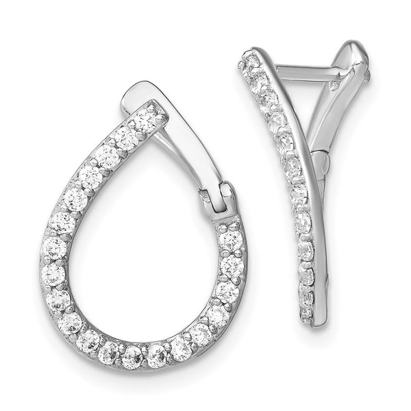 14K White Gold Hinged Hoop Earrings with 5/8 Carat Lab Diamonds