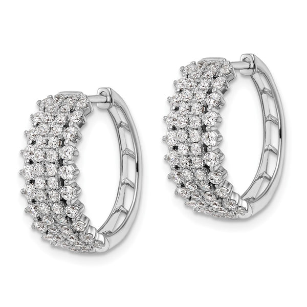 14K White Gold Hinged Hoop Earrings - 1.5 Carat Lab-Grown Diamond
