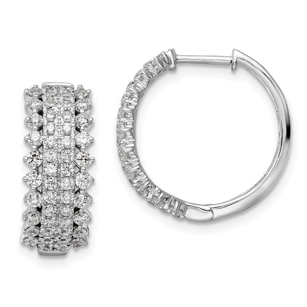 14K White Gold Hinged Hoop Earrings - 1.5 Carat Lab-Grown Diamond