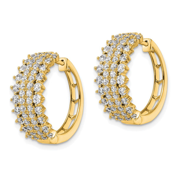 14K Gold Hinged Hoop Earrings with 2 Carat Lab-Grown Diamonds
