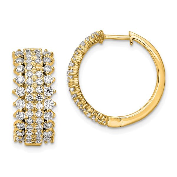 14K Gold Hinged Hoop Earrings with 2 Carat Lab-Grown Diamonds