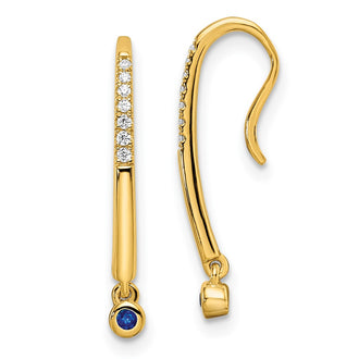 Buy Exclusive 14K Gold Polished Drop Earrings with Diamonds & Sapphires