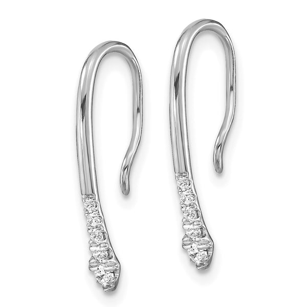 14K White Gold Diamond Drop Wire Earrings