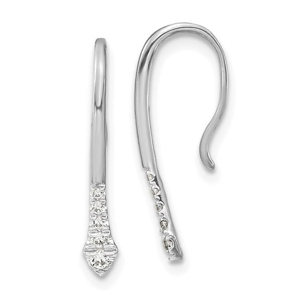 14K White Gold Diamond Drop Wire Earrings