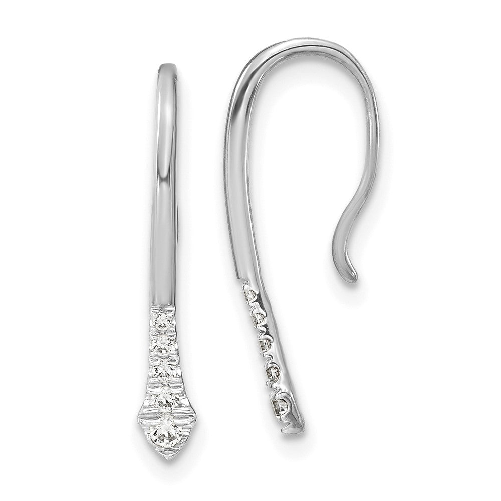 Exclusive 14K White Gold Diamond Drop Wire Earrings - Stylish & Affordable!