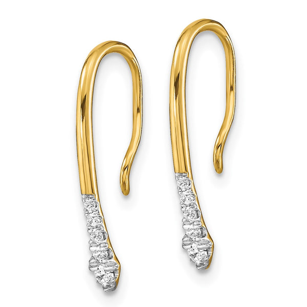 14K Gold Drop Wire Earrings with 1/8 Carat Lab-Grown Diamonds