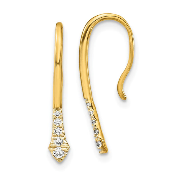 14K Gold Drop Wire Earrings with 1/8 Carat Lab-Grown Diamonds
