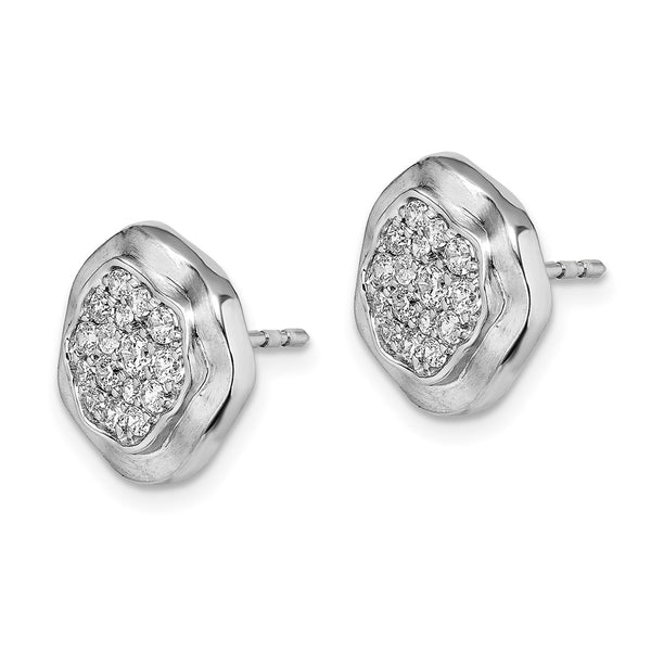 14K White Gold Diamond Stud Earrings - 0.85mm Wavy