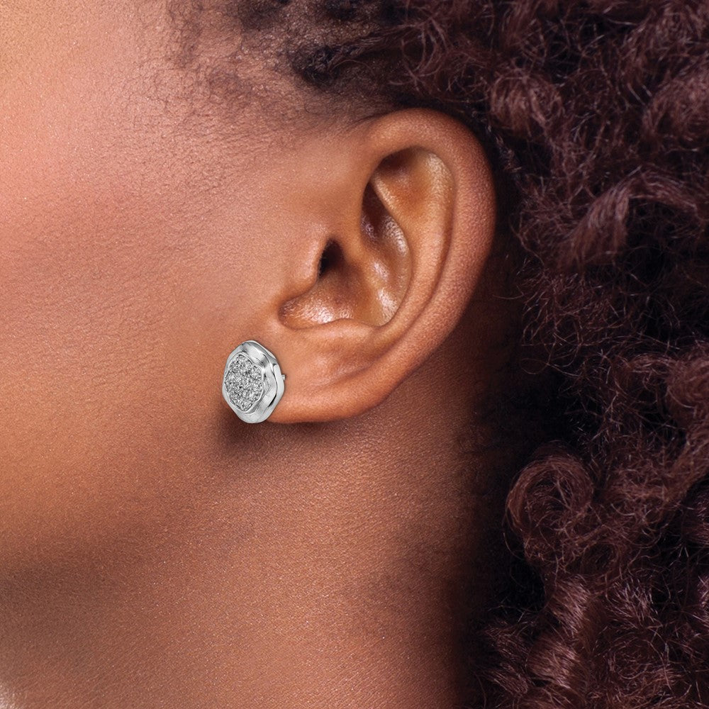 Buy Stylish 14K White Gold Diamond Stud Earrings - 0.85mm Wavy Design