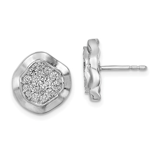 Buy Stylish 14K White Gold Diamond Stud Earrings - 0.85mm Wavy Design