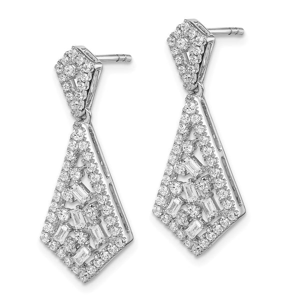 14K White Gold Fancy Dangle Diamond Earrings