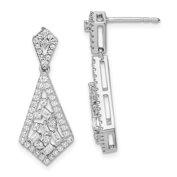 14K White Gold Fancy Dangle Diamond Earrings