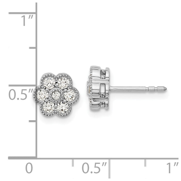 Buy Stylish 14K White Gold Floral Post Earrings with 1/2 Carat Lab-Grown Diamonds-4