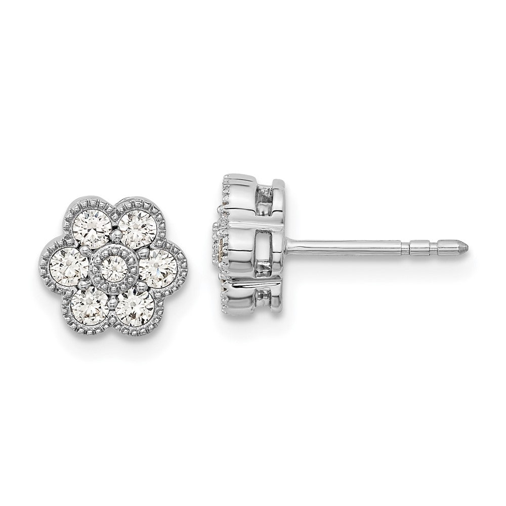 Buy Stylish 14K White Gold Floral Post Earrings with 1/2 Carat Lab-Grown Diamonds
