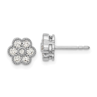 Shop Exclusive 14K White Gold Diamond Stud Earrings - Stylish Floral Design