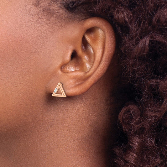 High-Quality 14K Rose Gold Triangle Diamond Stud Earrings - Stylish Value!