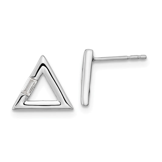 Buy Stylish 14K White Gold Polished Triangle Diamond Post Earrings | Luxury Value