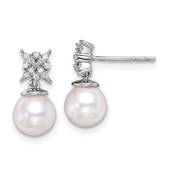 Shop Exclusive 14K White Gold Pearl & Diamond Stud Earrings - Stylish Value!