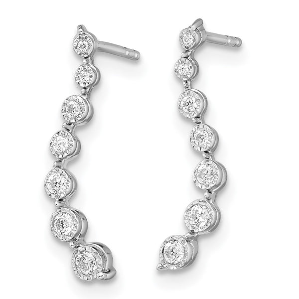 14K White Gold Diamond Graduating Stud Earrings - 1.5 Carats
