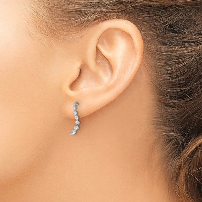 Shop Stylish 14K White Gold Diamond Graduating Stud Earrings - 1.5 Carats-3