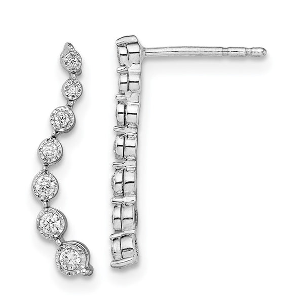 14K White Gold Diamond Graduating Stud Earrings - 1.5 Carats