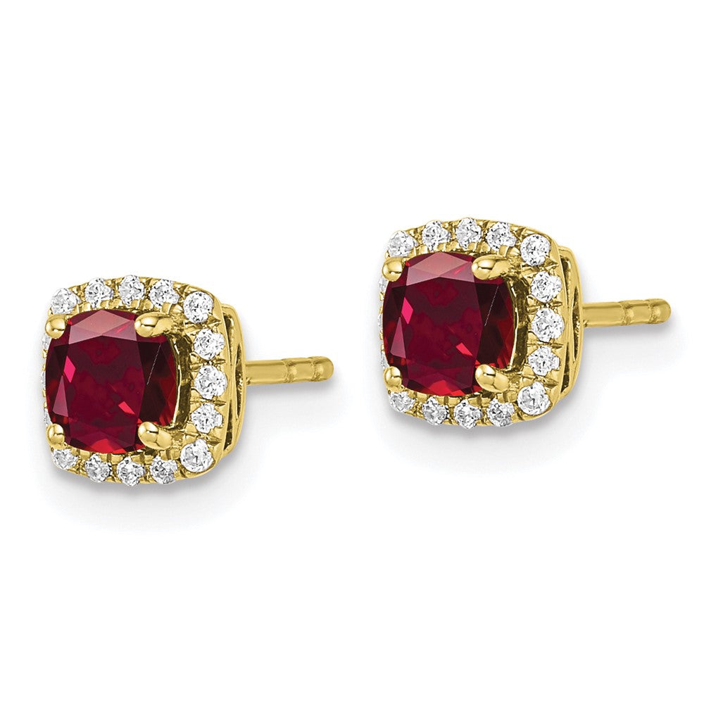 Buy Stylish 10K Lab Grown Diamond & Created Ruby Earrings - 1/10 Carat