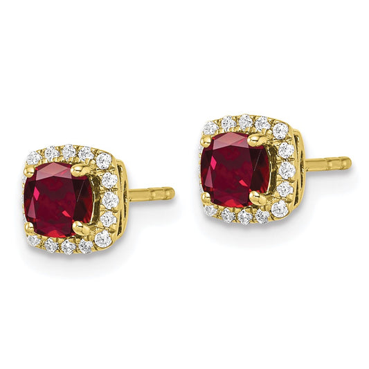 Buy Stylish 10K Lab Grown Diamond & Created Ruby Earrings - 1/10 Carat