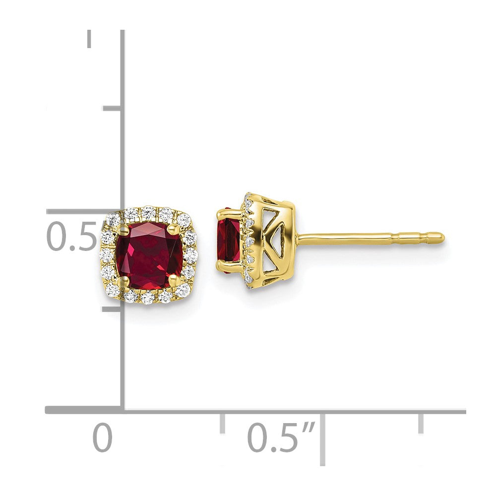 Buy Stylish 10K Lab Grown Diamond & Created Ruby Earrings - 1/10 Carat
