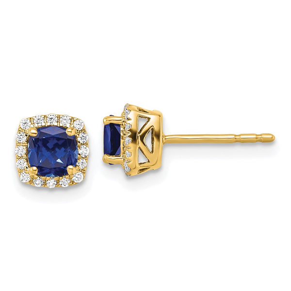14K Gold Square Halo Earrings with 1/10 Carat Lab Grown Diamonds