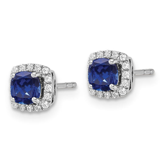 Buy Designer 14K White Gold Square Halo Earrings with 1/10 Carat Diamonds
