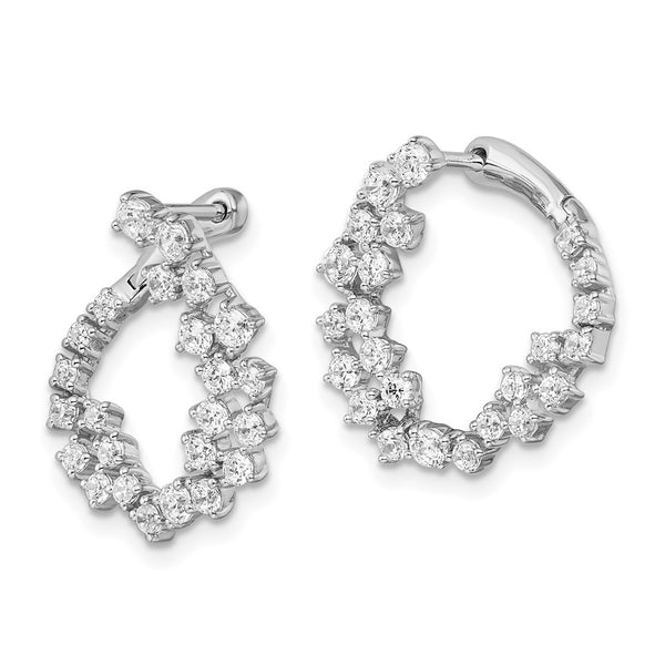 14K White Gold Fancy Hoop Earrings with 1.5 Carat Lab-Grown Diamond