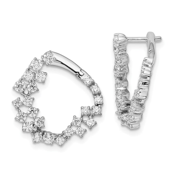14K White Gold Fancy Hoop Earrings with 1.5 Carat Lab-Grown Diamond