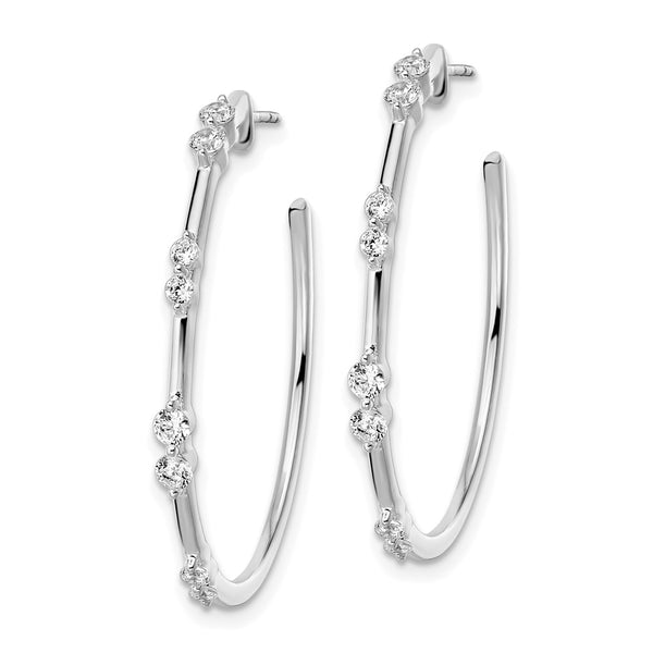 14K White Gold Hoop Earrings with 5/8 Carat Lab-Grown Diamonds