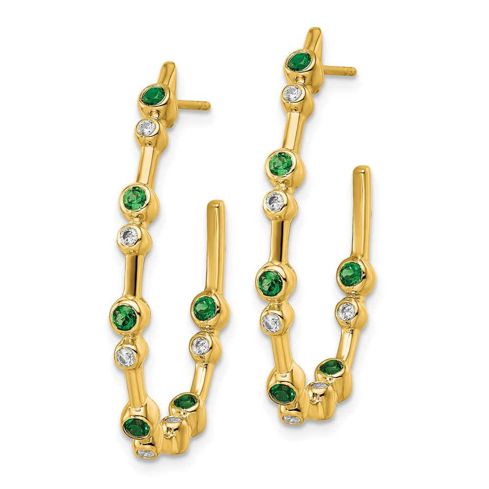 Exclusive 14K Gold Emerald Hoop Earrings with 1/5 Carat Lab-Grown Diamonds