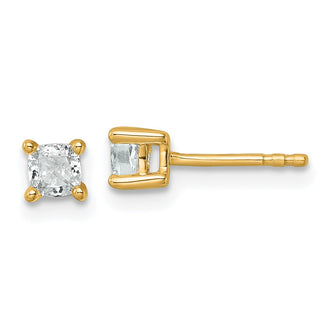 Shop Exclusive 14K Yellow Gold 1/2 ct Lab-Grown Diamond Cushion Stud Earrings - Stylish Heavyweight Design