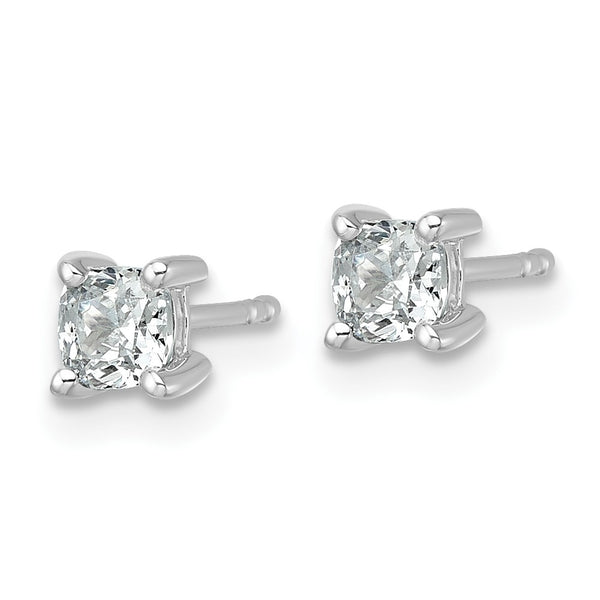 14K White Gold 3/4 ct Lab-Grown Diamond Cushion Cut Stud Earrings
