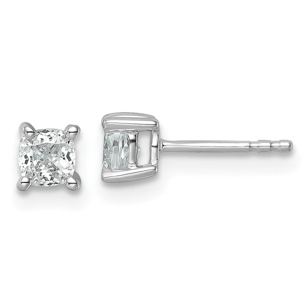 14K White Gold 3/4 ct Lab-Grown Diamond Cushion Cut Stud Earrings
