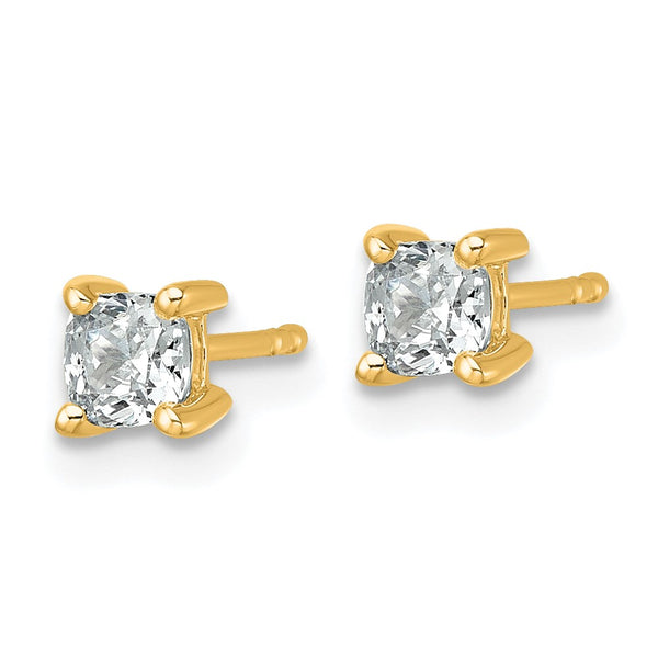 14K Yellow Gold Cushion Cut Stud Earrings - 3/4 ct Lab-Grown Diamonds - Style GR1-1003901