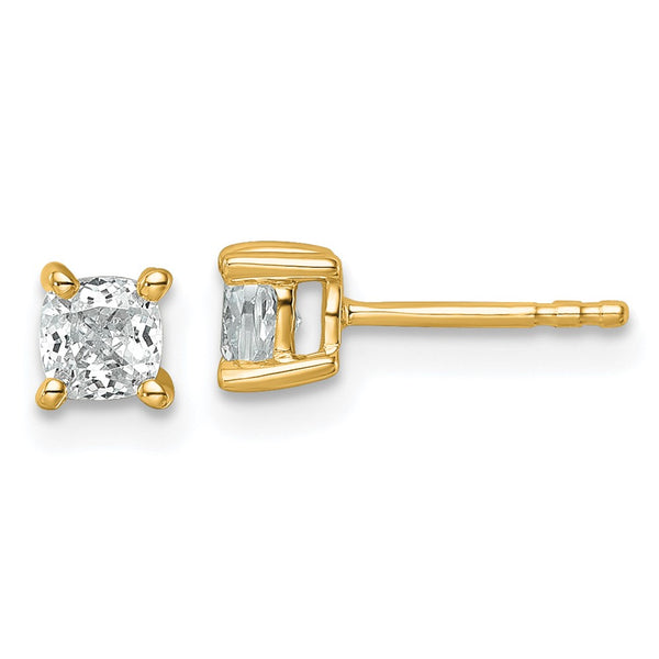 14K Yellow Gold Cushion Cut Stud Earrings - 3/4 ct Lab-Grown Diamonds - Style GR1-1003901