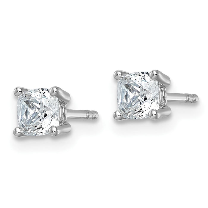 Shop Stylish 14K White Gold 1 ct Diamond Cushion Cut Stud Earrings - Luxury Quality-2