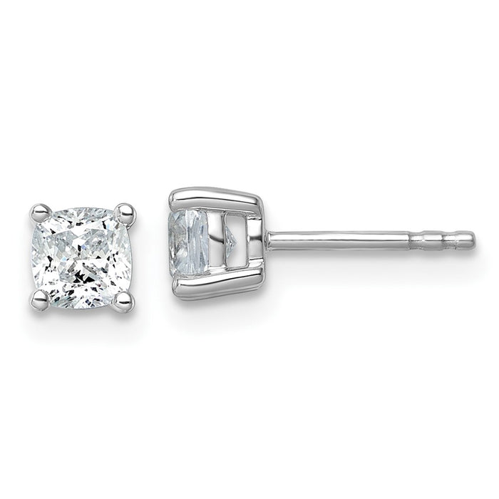 Shop Stylish 14K White Gold 1 ct Diamond Cushion Cut Stud Earrings - Luxury Quality-1