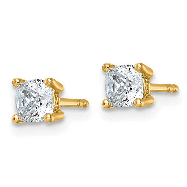 14K Yellow Gold 1 ct Lab-Grown Diamond Cushion Cut Stud Earrings