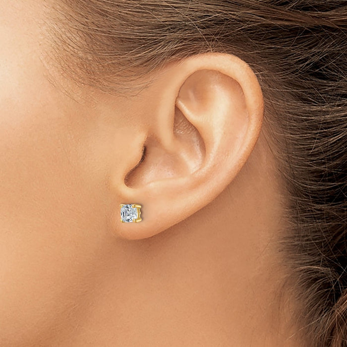 Exclusive 14K Gold 1.5 ctw Lab-Grown Diamond Cushion Cut Stud Earrings - Luxury Design-3