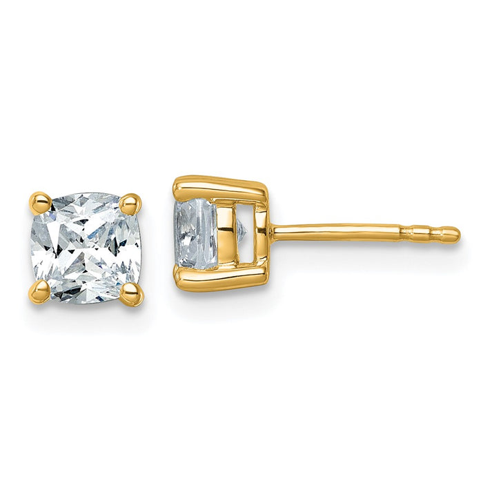 Exclusive 14K Gold 1.5 ctw Lab-Grown Diamond Cushion Cut Stud Earrings - Luxury Design-1