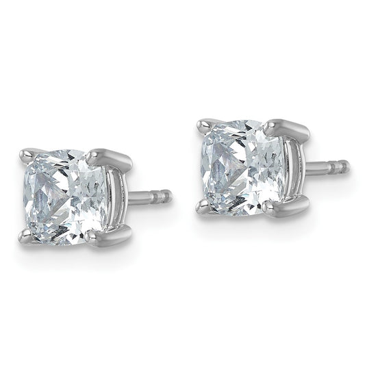 Exclusive 14K White Gold 2 Carat Lab-Grown Diamond Cushion Cut Stud Earrings