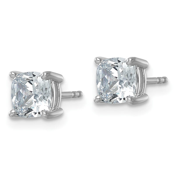 14K White Gold Cushion Cut Diamond Stud Earrings - 2 Carat
