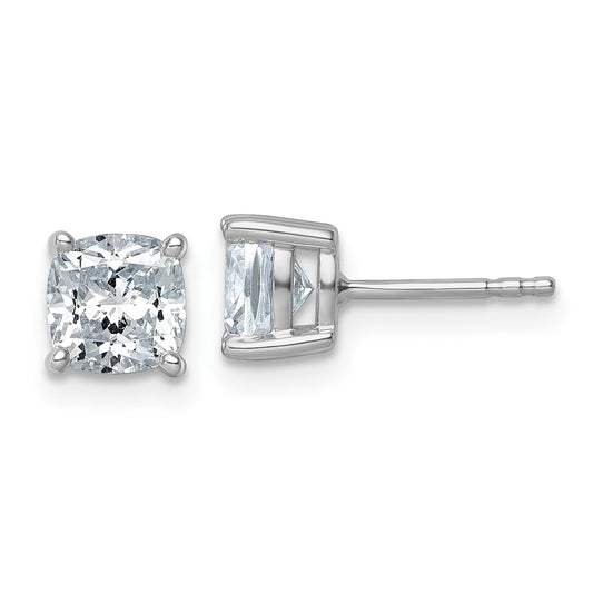 Exclusive 14K White Gold 2 Carat Lab-Grown Diamond Cushion Cut Stud Earrings