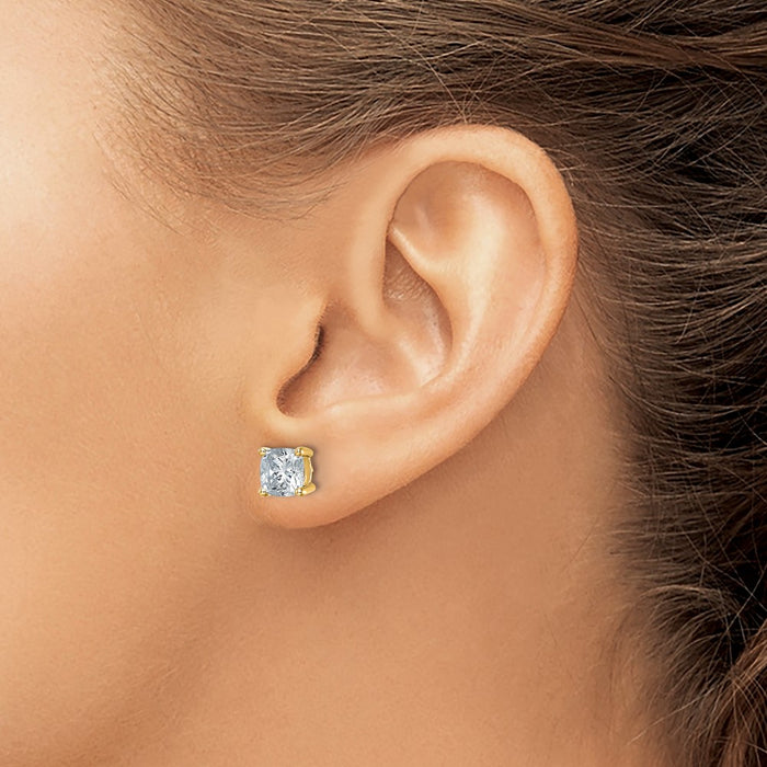 Buy Exclusive 14K Gold Cushion Cut Diamond Stud Earrings - 3 Carats, Luxury Value-3
