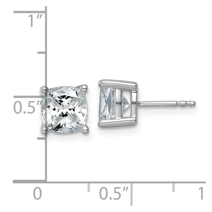Shop 14K White Gold 4ctw Cushion Cut Lab-Grown Diamond Stud Earrings - Stylish Value!-4